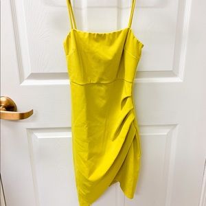 Chartreuse Asymmetrical Mini Dress